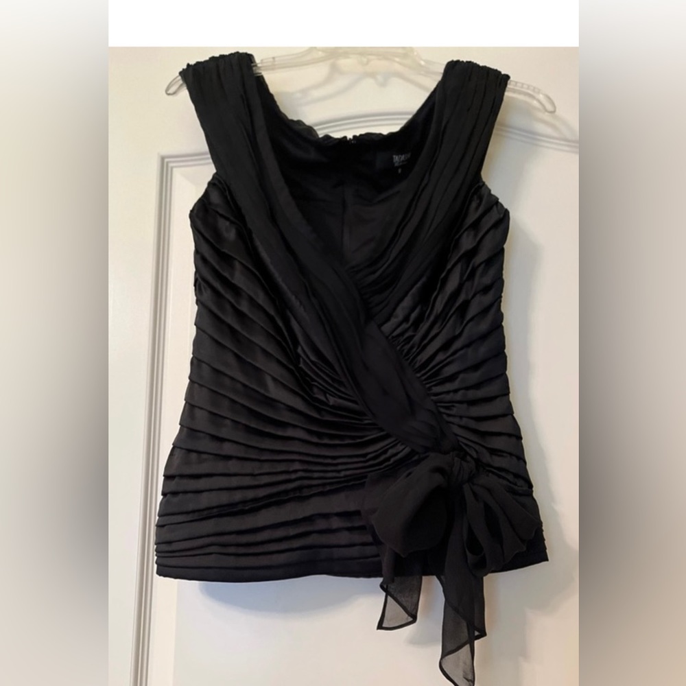 Tadashi 100% silk blouse, pleated & lined.